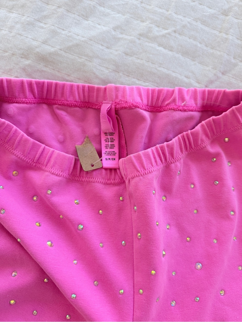 Skims ' Hot Pink Rhinestone Stretch Leggings